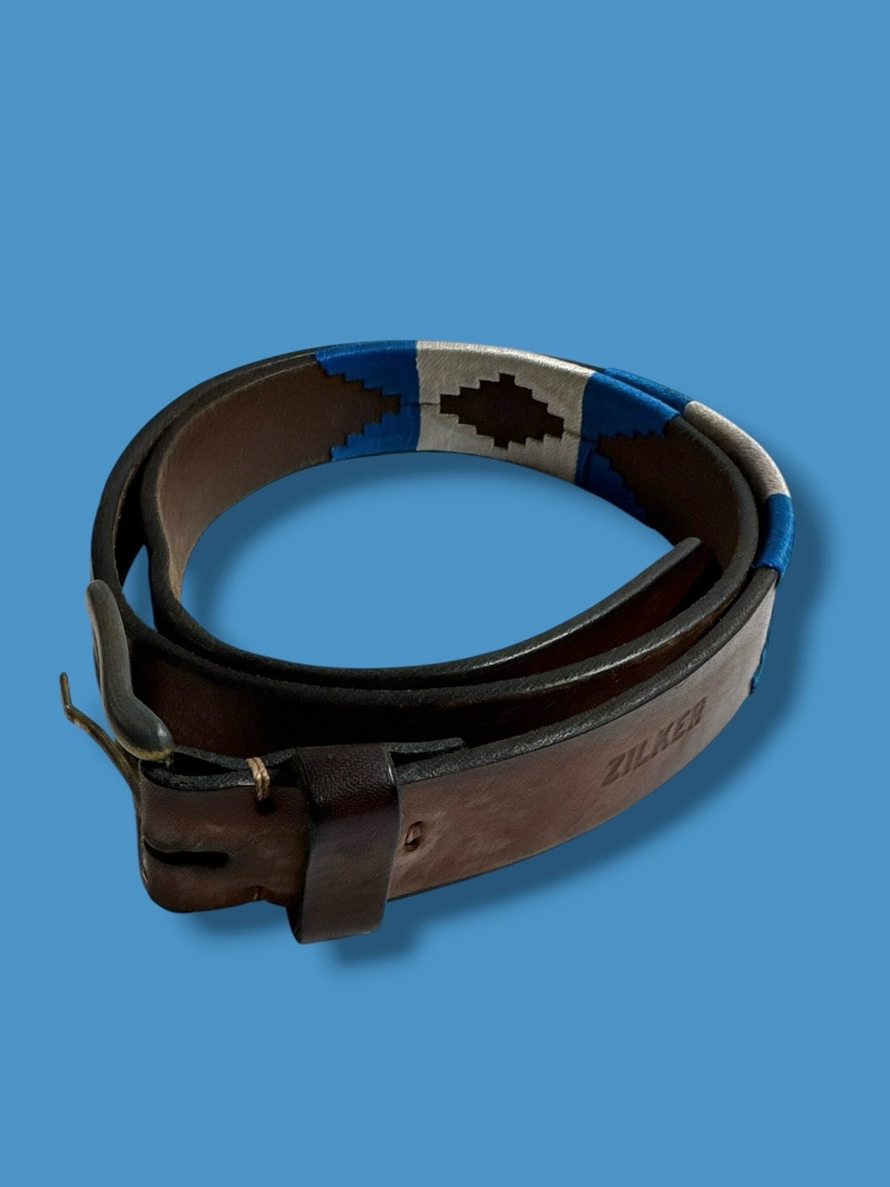 Zilker 'Deep Eddy' Handcrafted Leather Aztec Cowboy Western Belt Brown 95